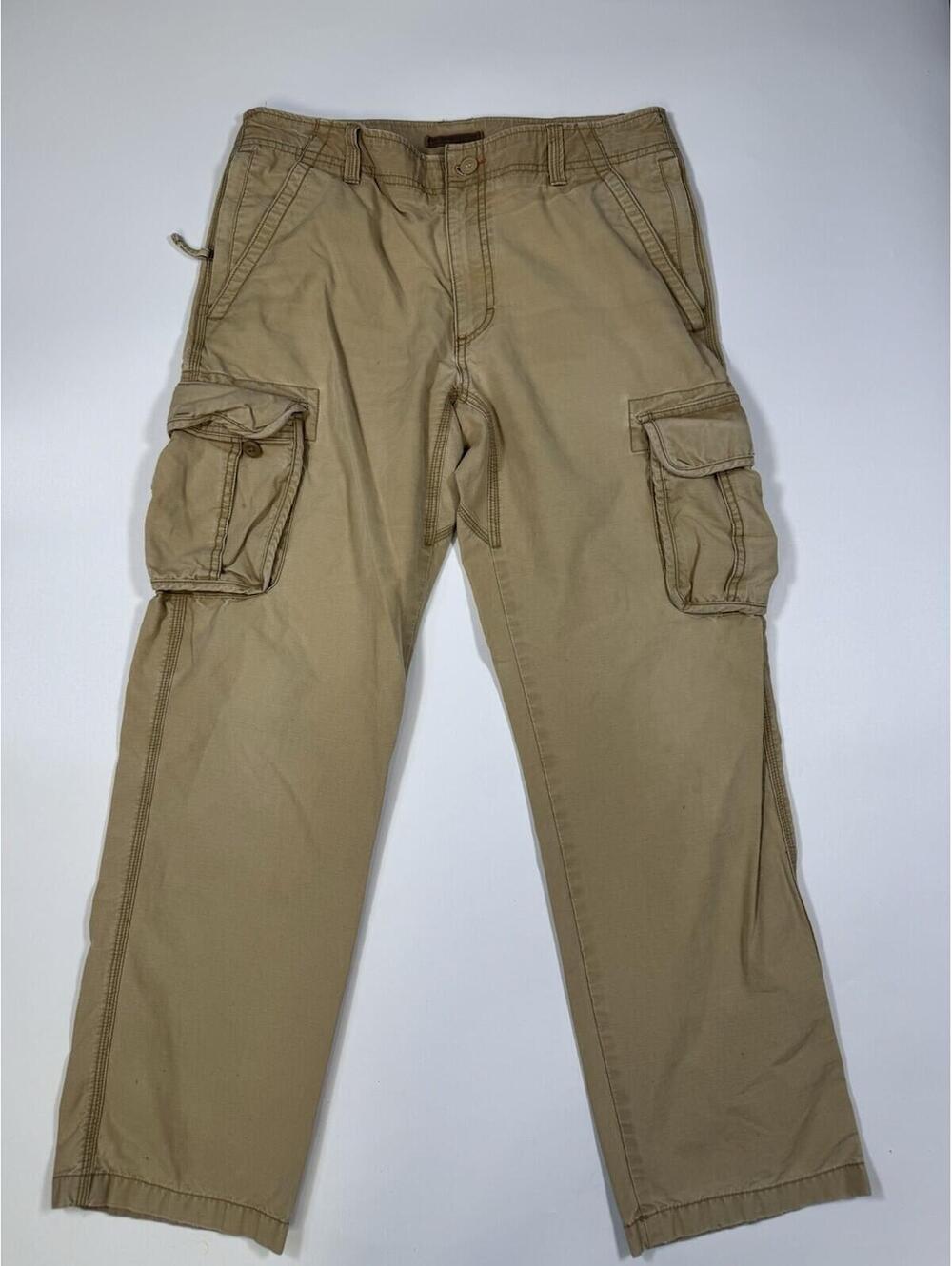 L.L.Bean Cargo Pants Mens 33x32 Khaki Tan Ripstop Utility Outdoor